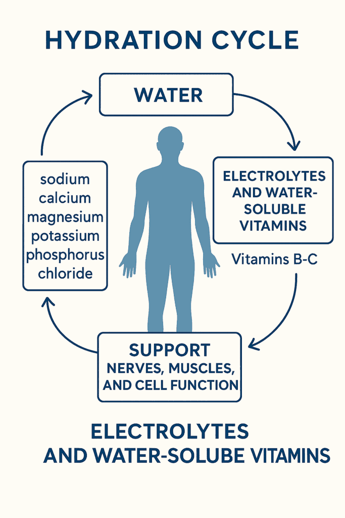 Illustration about electrolytes and hydration for off-road riders