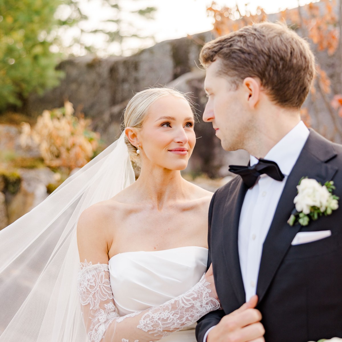 A warm portrait of a wedding couple