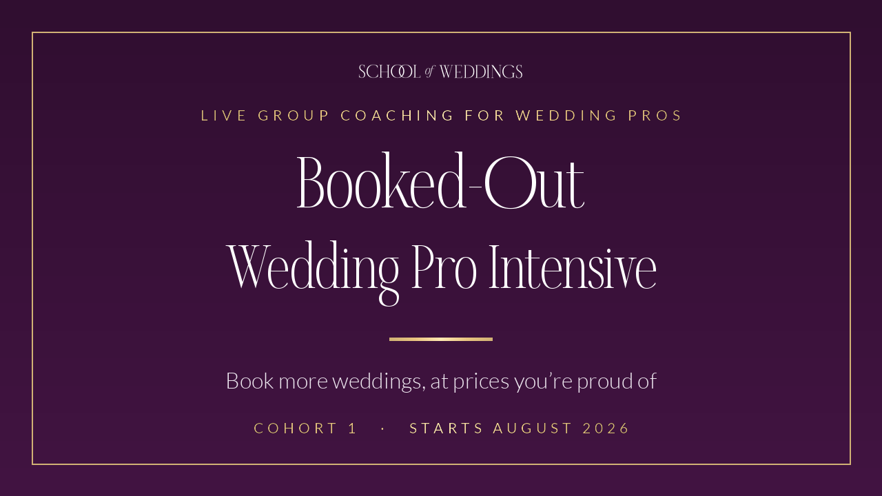 Booked-Out Wedding Pro Intensive founding cohort cover
