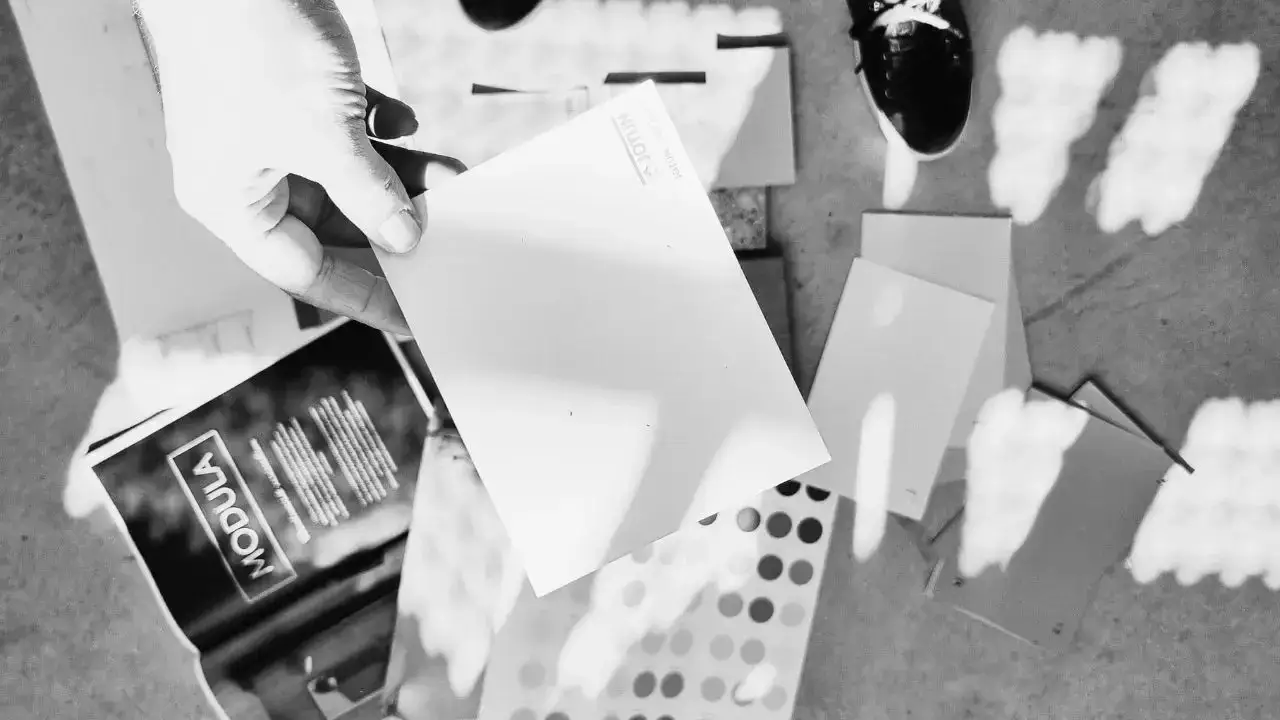 Interior designer with paint samples