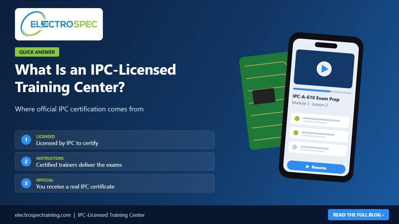 Instructor at an IPC-Licensed Training Center reviewing an IPC standard with students online