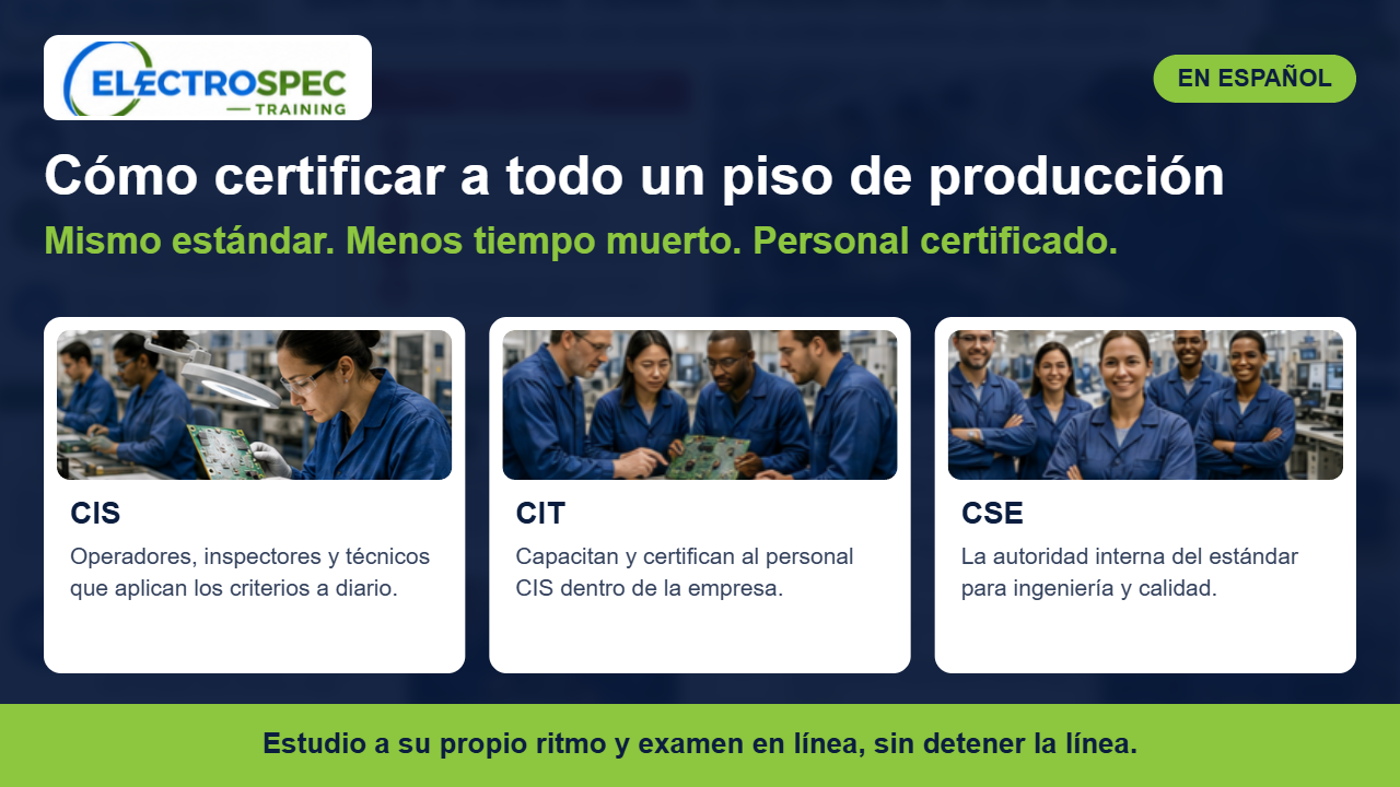 Equipo de producción de electrónica en capacitación IPC en la planta