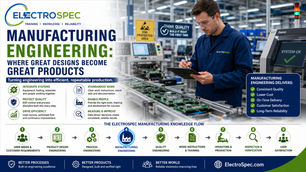 Manufacturing engineer preparing electronics production line for high-reliability assembly.