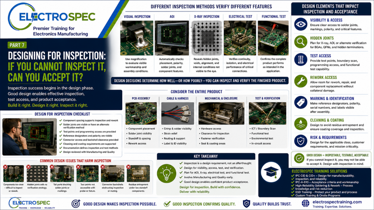 PCB designer and inspector reviewing inspection access, test points, hidden solder joints, AOI, and X-ray verification strategy