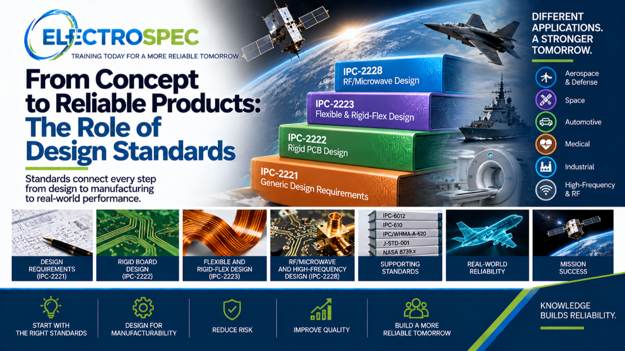 PCB designer reviewing quality assurance and product acceptance requirements including inspection records, test results, documentation, objective evidence, traceability, and reliability