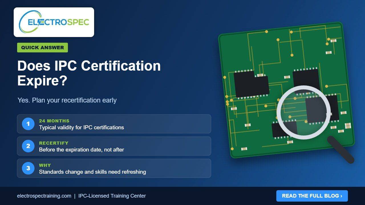 IPC certificate with a calendar showing a 24-month expiration and recertification reminder