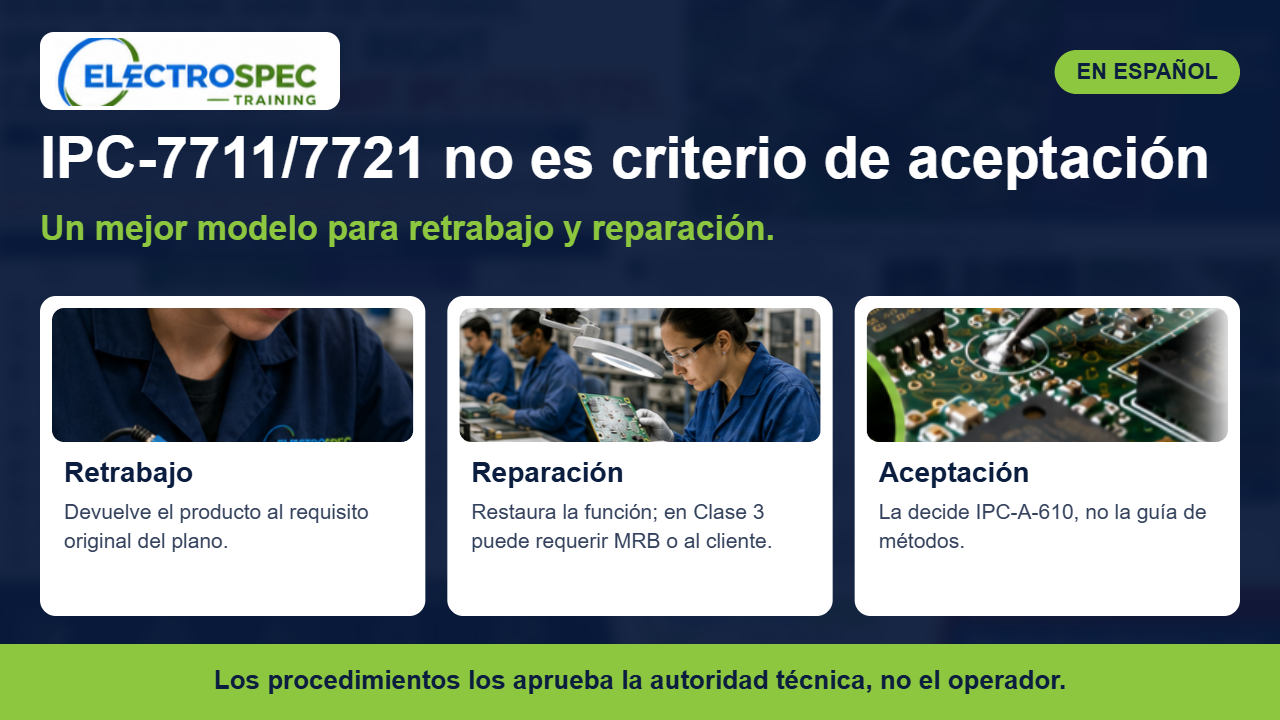 Técnico de retrabajo trabajando en un ensamble electrónico bajo supervisión de ingeniería