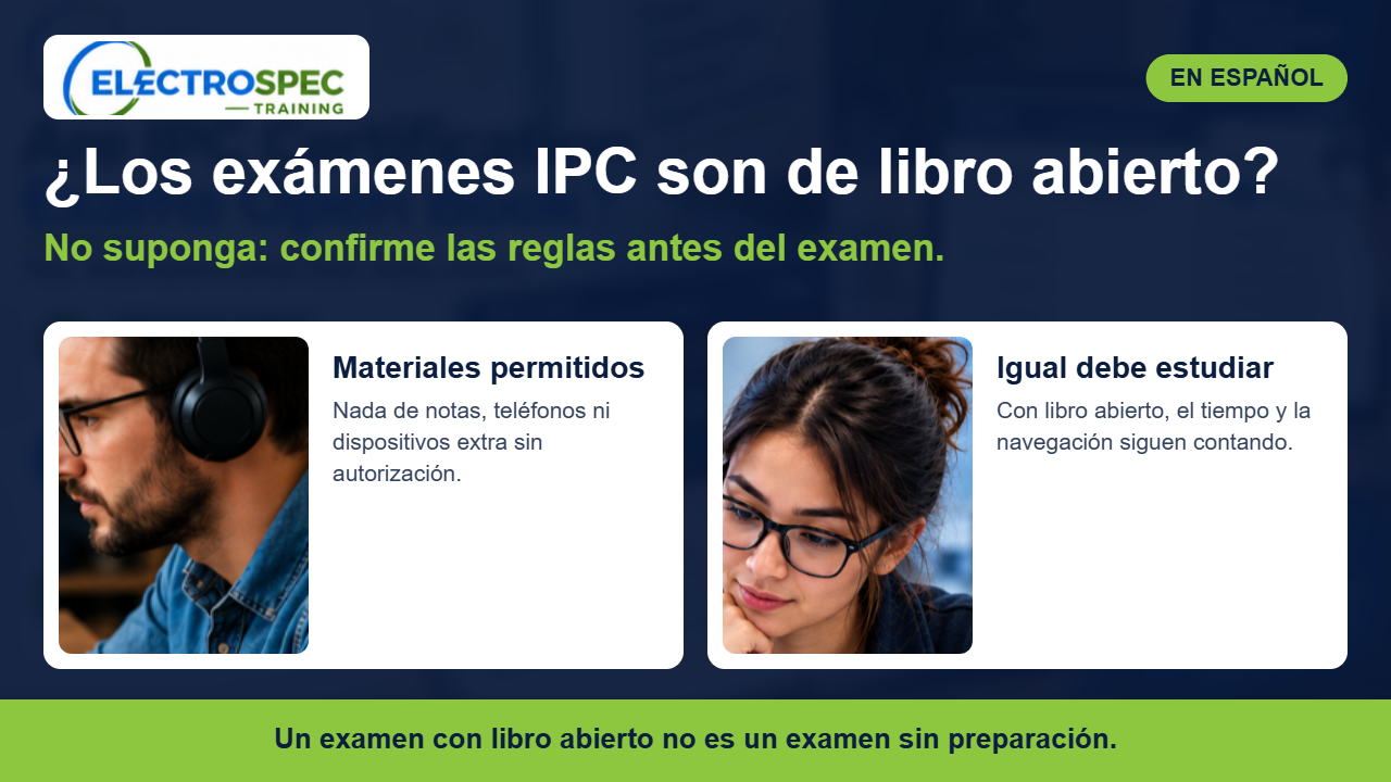 Estudiante consultando el estándar IPC durante su preparación para el examen
