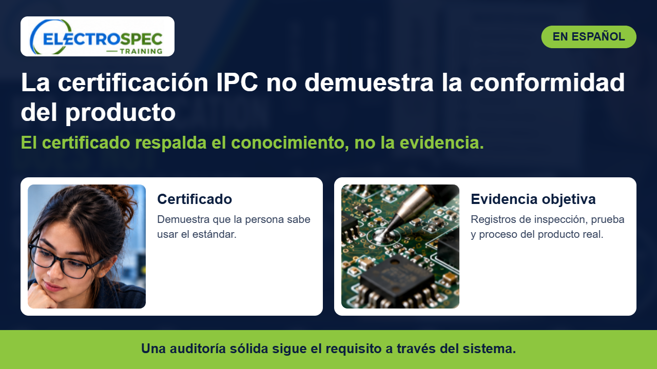 Auditor de calidad revisando registros de inspección de un ensamble electrónico