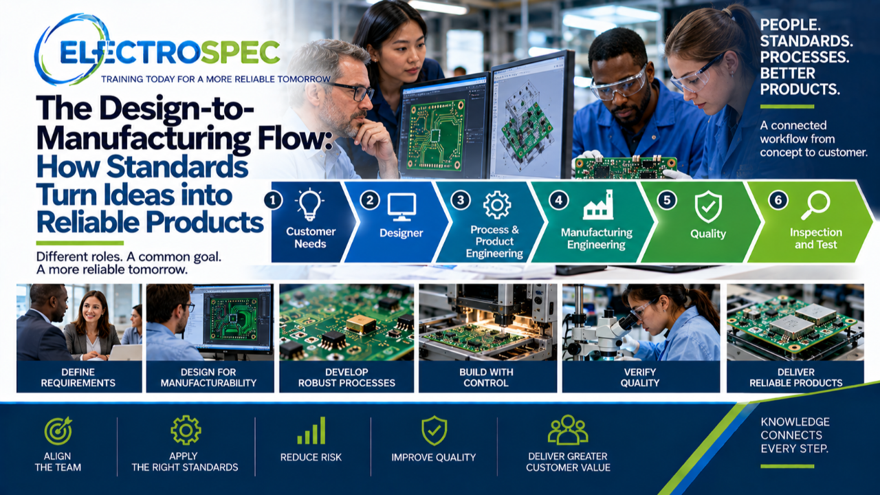 PCB designer connecting standards-based design thinking across materials, layout, mechanical design, electrical design, thermal management, fabrication, documentation, quality, and reliability