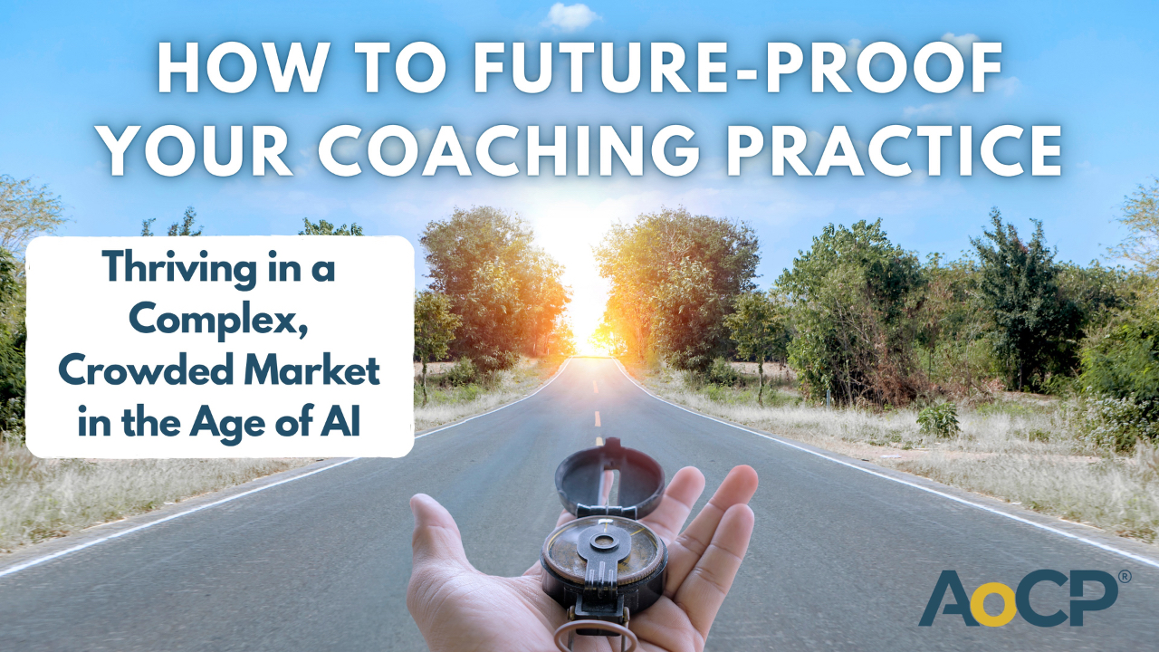 Compass held above a road leading towards the horizon, symbolizing navigating the future of coaching in the age of AI.