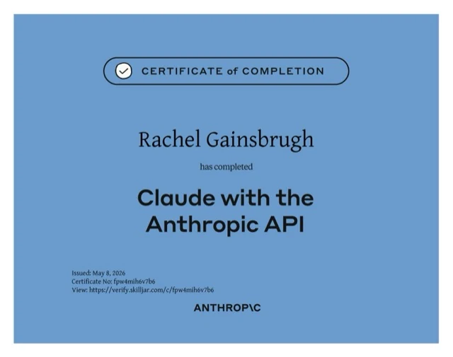 Anthropic Certificate — Claude with the Anthropic API