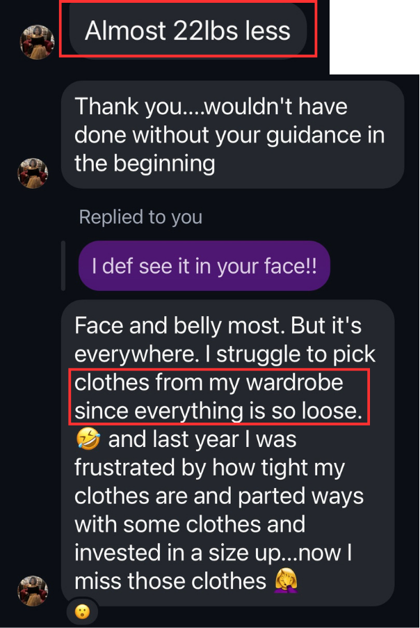 Client testimonial: Sweta lost 22 pounds