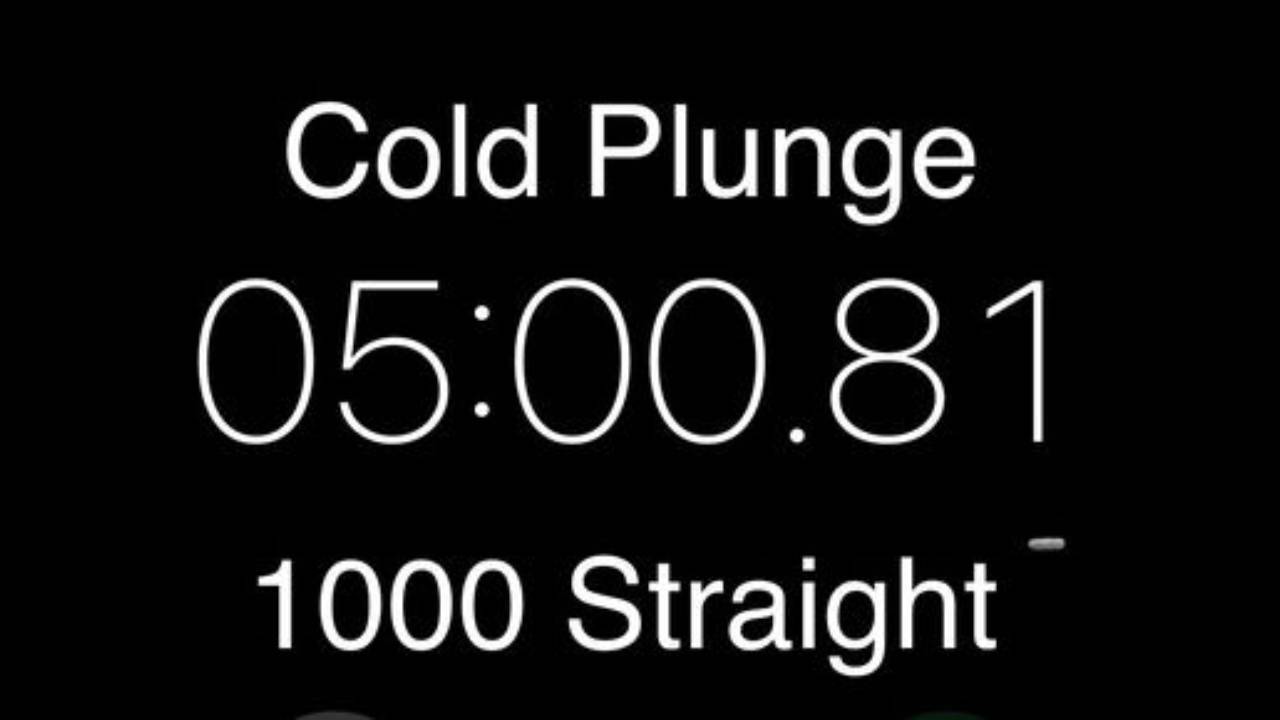 Jason Gill completing his 1,000th consecutive day of cold water immersion