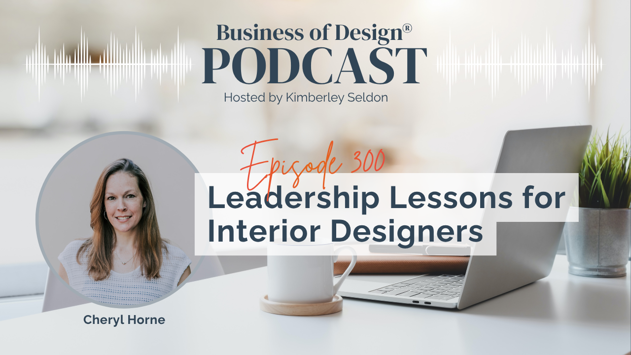 Leadership Lessons for Interior DesignersIn this special episode, Kimberley Seldon reflects on 15 years of working alongside Cheryl Horne, sharing the leadership qualities, habits, and “superpowers” that have helped shape a high-performing, values-driven business.