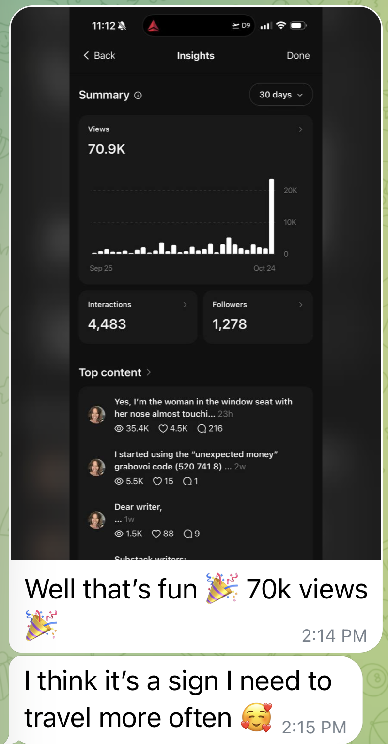Instagram post with 70K views