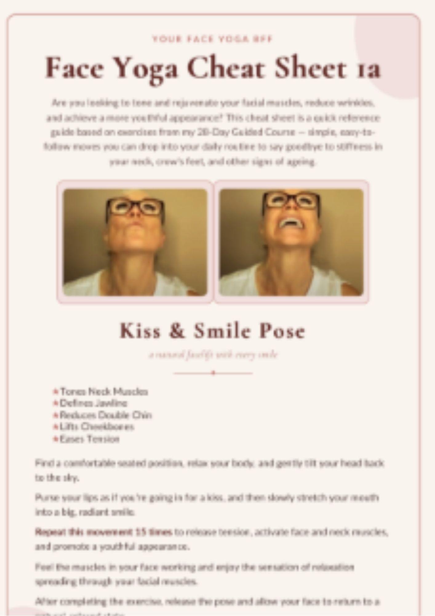 Face Yoga Cheat Sheet