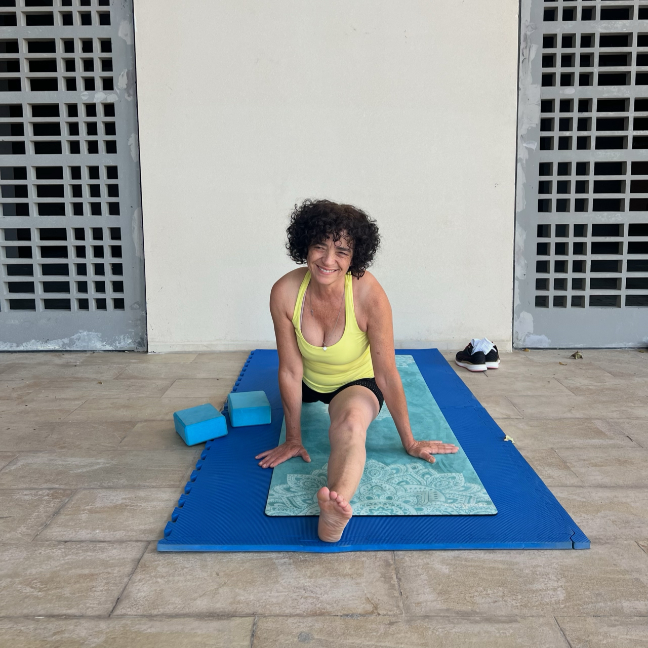 Dalila G. practicing her flexibility training