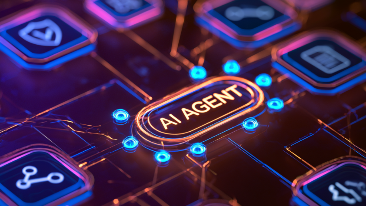 AI agent connected to automated workflows and business systems, illustrating Monday.com’s shift toward agent-based work.