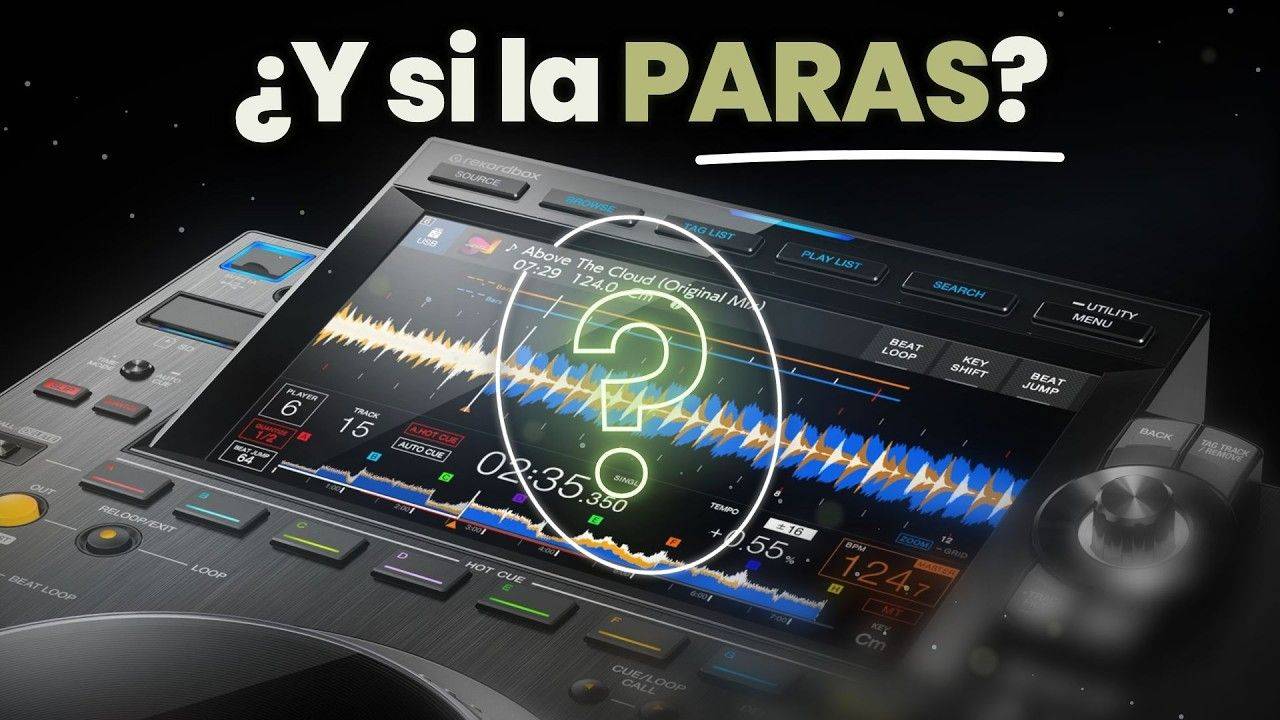 ¿Y si la paras? Pantalla de una CDJ-3000 con la forma de onda y un interrogante