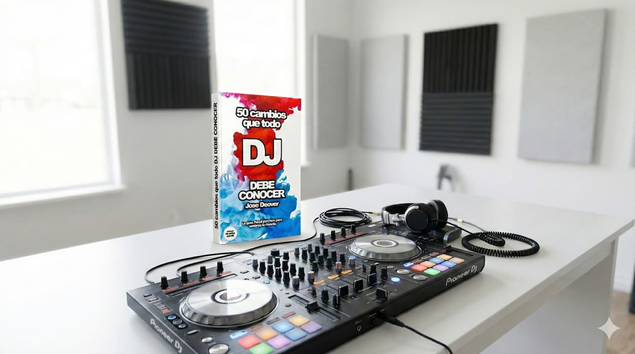 El libro 50 cambios que todo DJ debe conocer junto a un controlador DJ