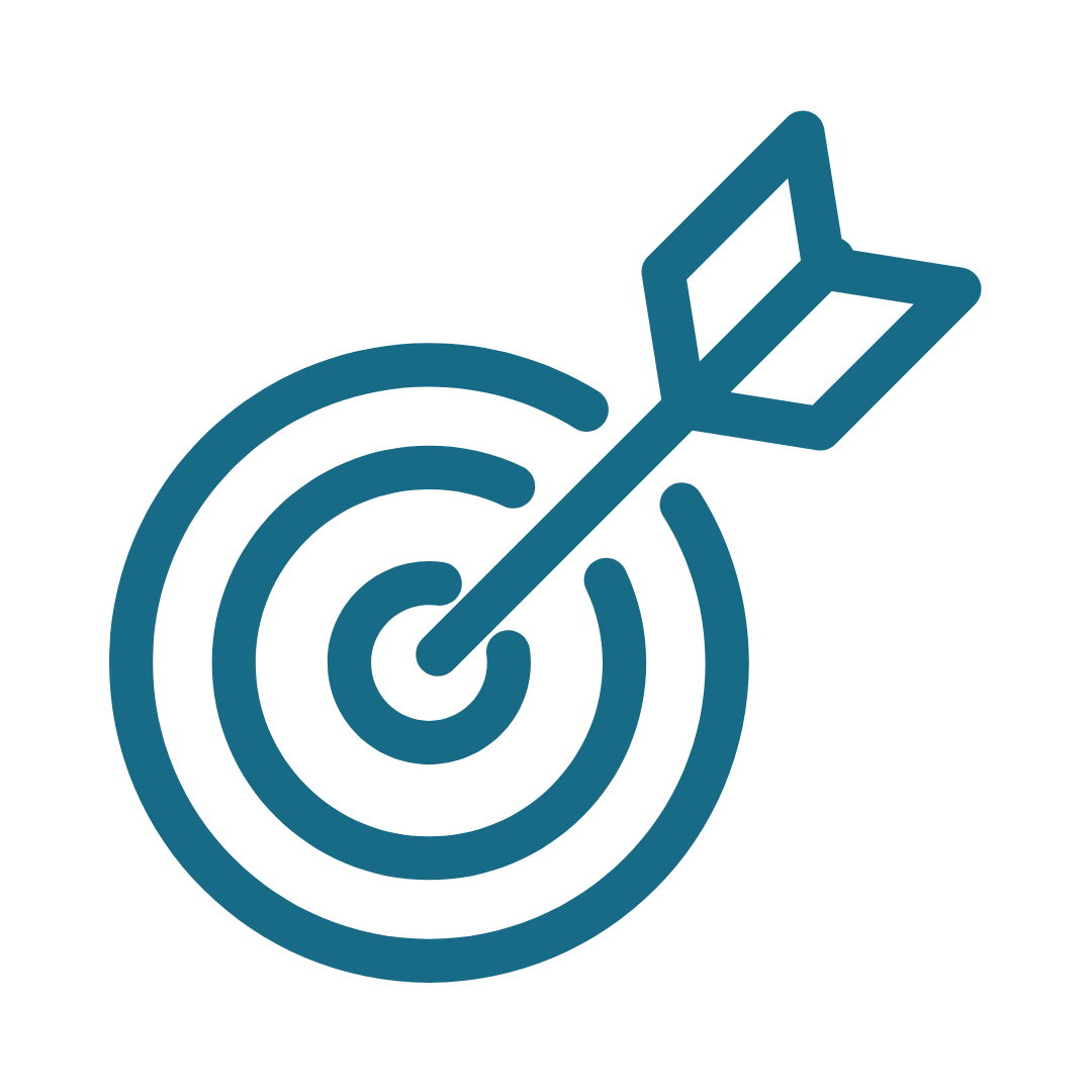 Target icon representing confidence on camera and showing up with clarity