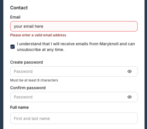 If you have not yet created a free account, you will be prompted to select a password: