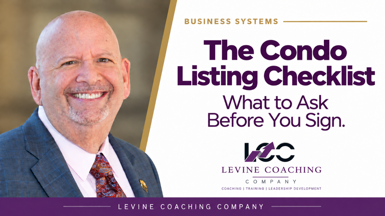 The Condo Listing Checklist, Levine Coaching Company: South Florida condos sit 81 days versus 40 days for single family homes