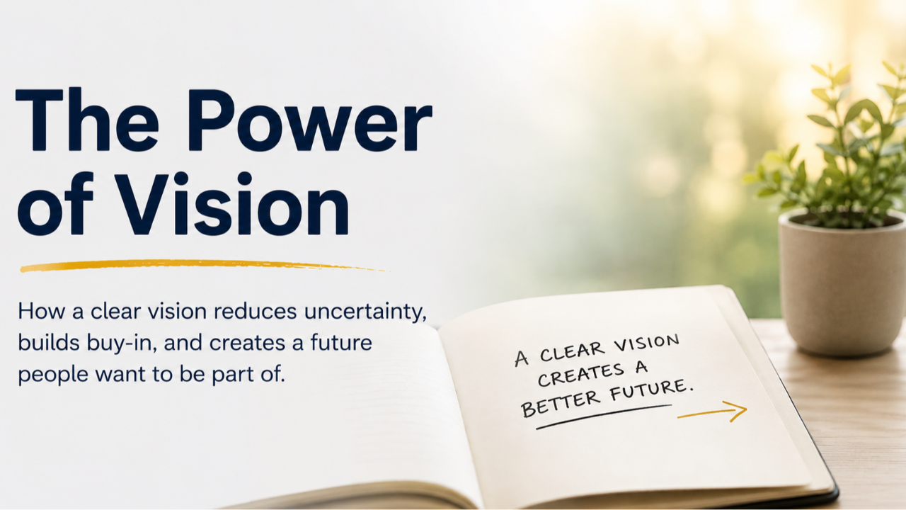 Blog header illustrating how a clear vision reduces uncertainty and helps people navigate change.