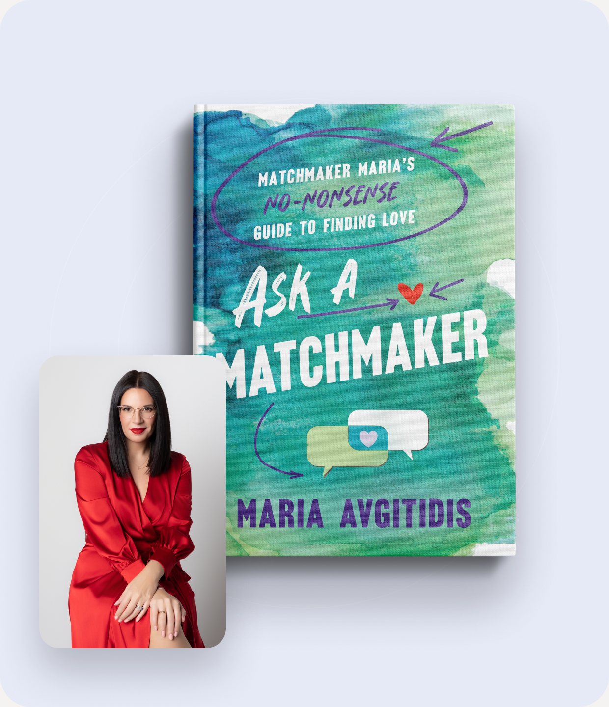 Ask a Matchmaker book cover by Maria Avgitidis with her portrait