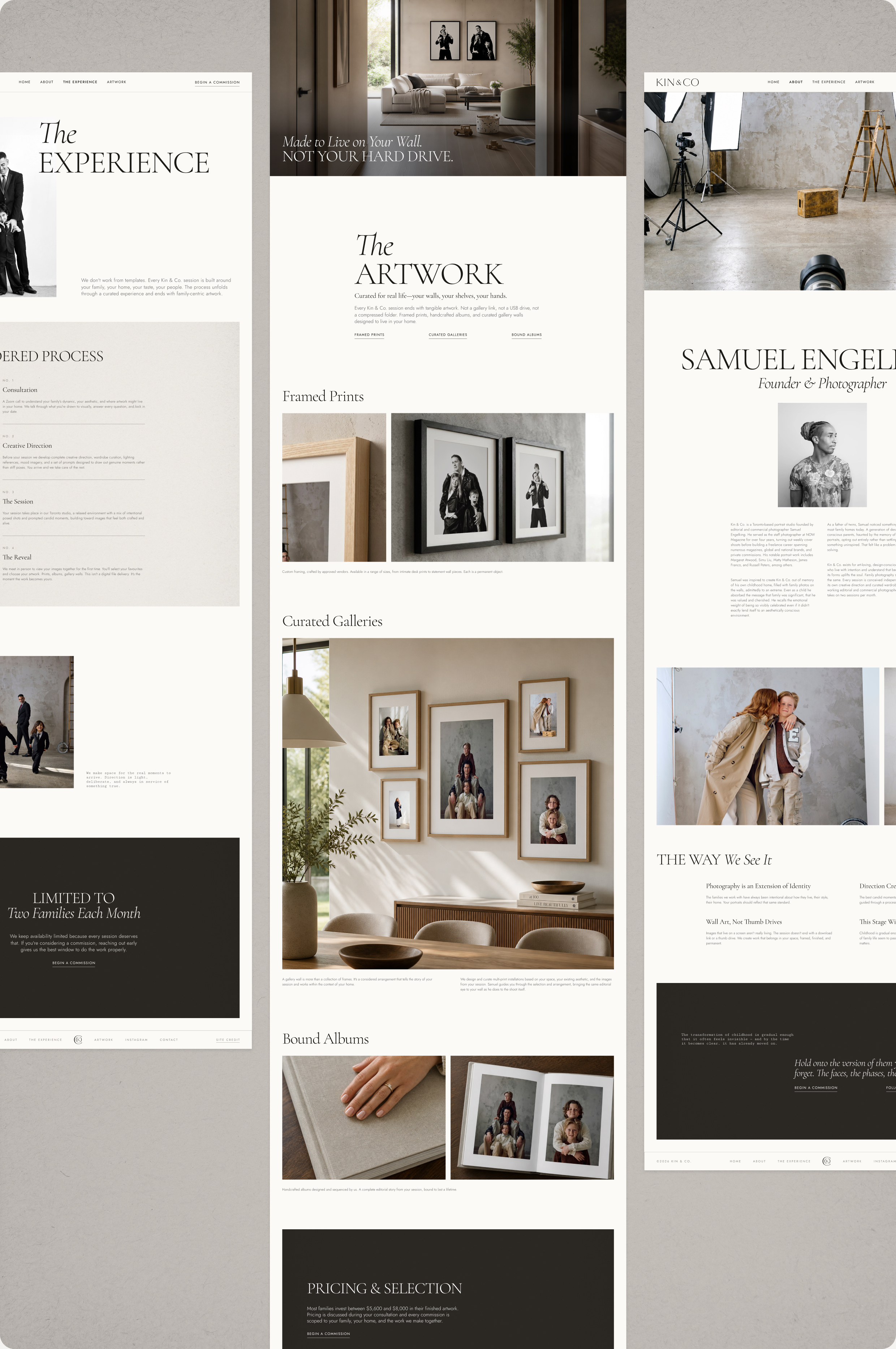 Kin & Co website pages designed in Figma and built in Framer