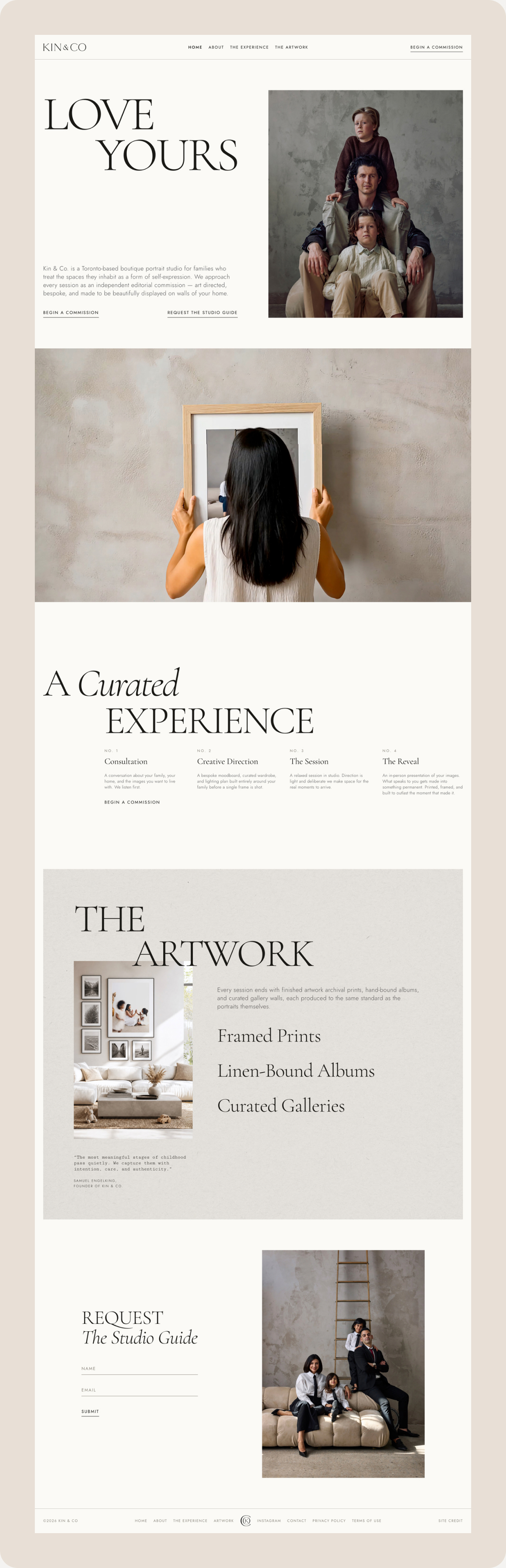 Kin & Co homepage designed and built in Framer