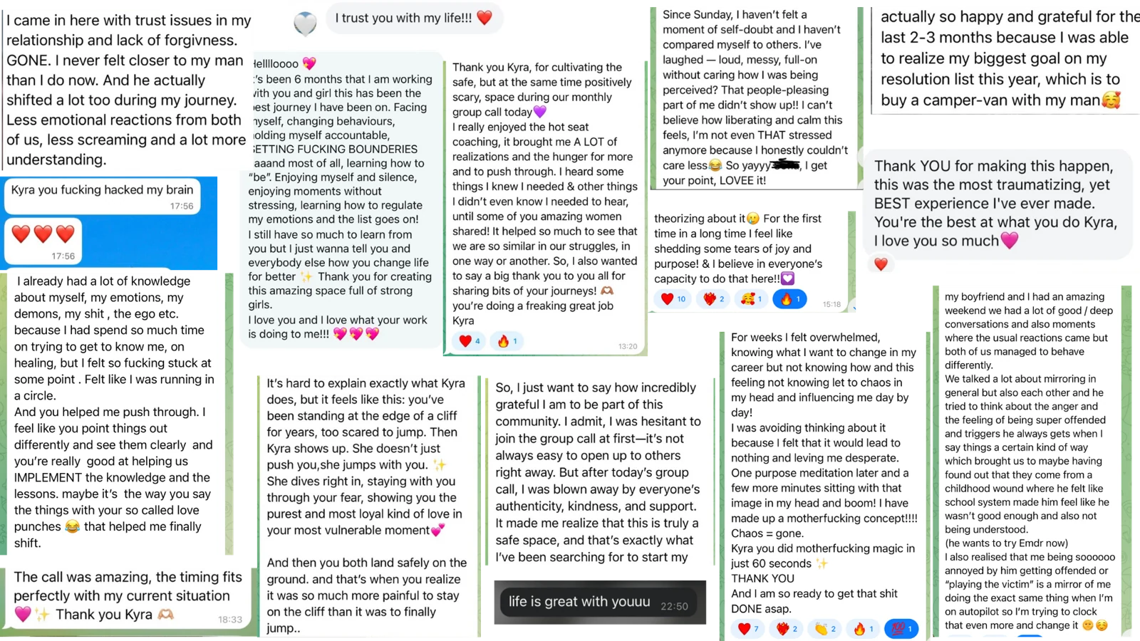 Screenshots of messages from clients