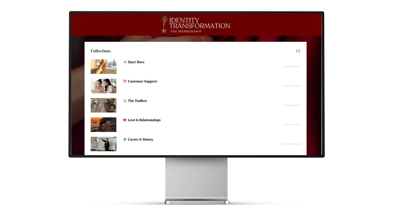 The membership dashboard listing every collection
