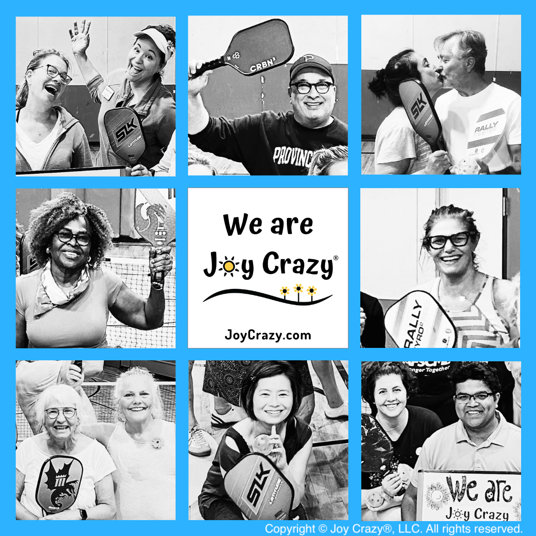 Photos of Joy Crazy pickleball players on the courts at Friendly House, Portland, Oregon