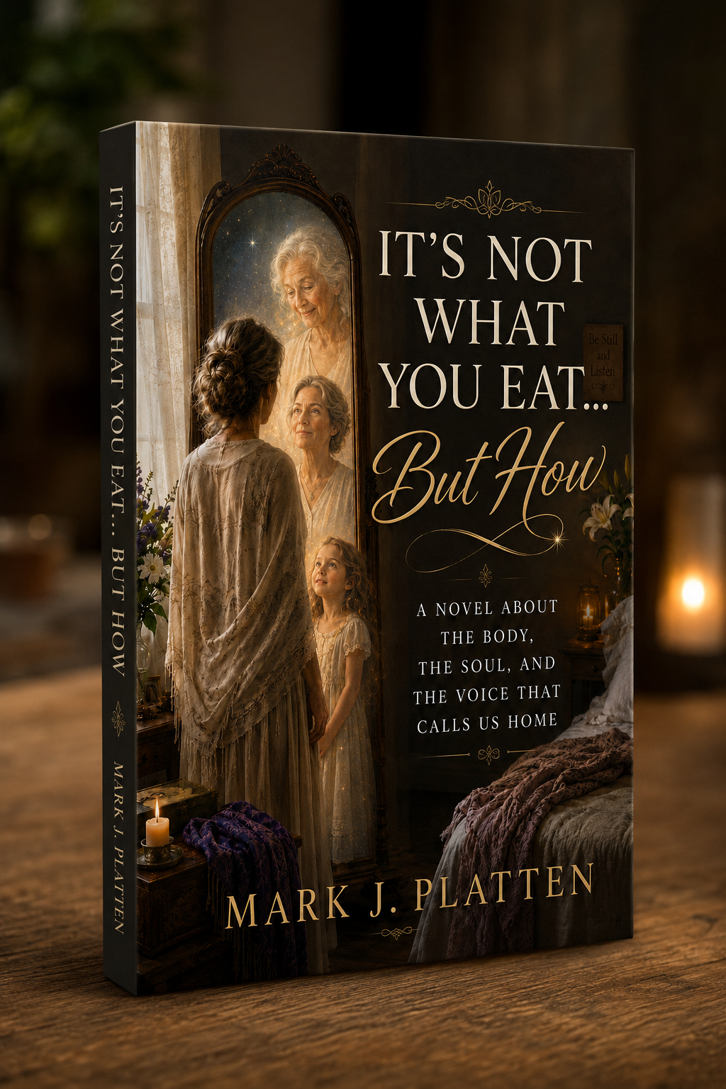 Book cover mockup for It's Not What You Eat...But How, a novel by Mark J. Platten