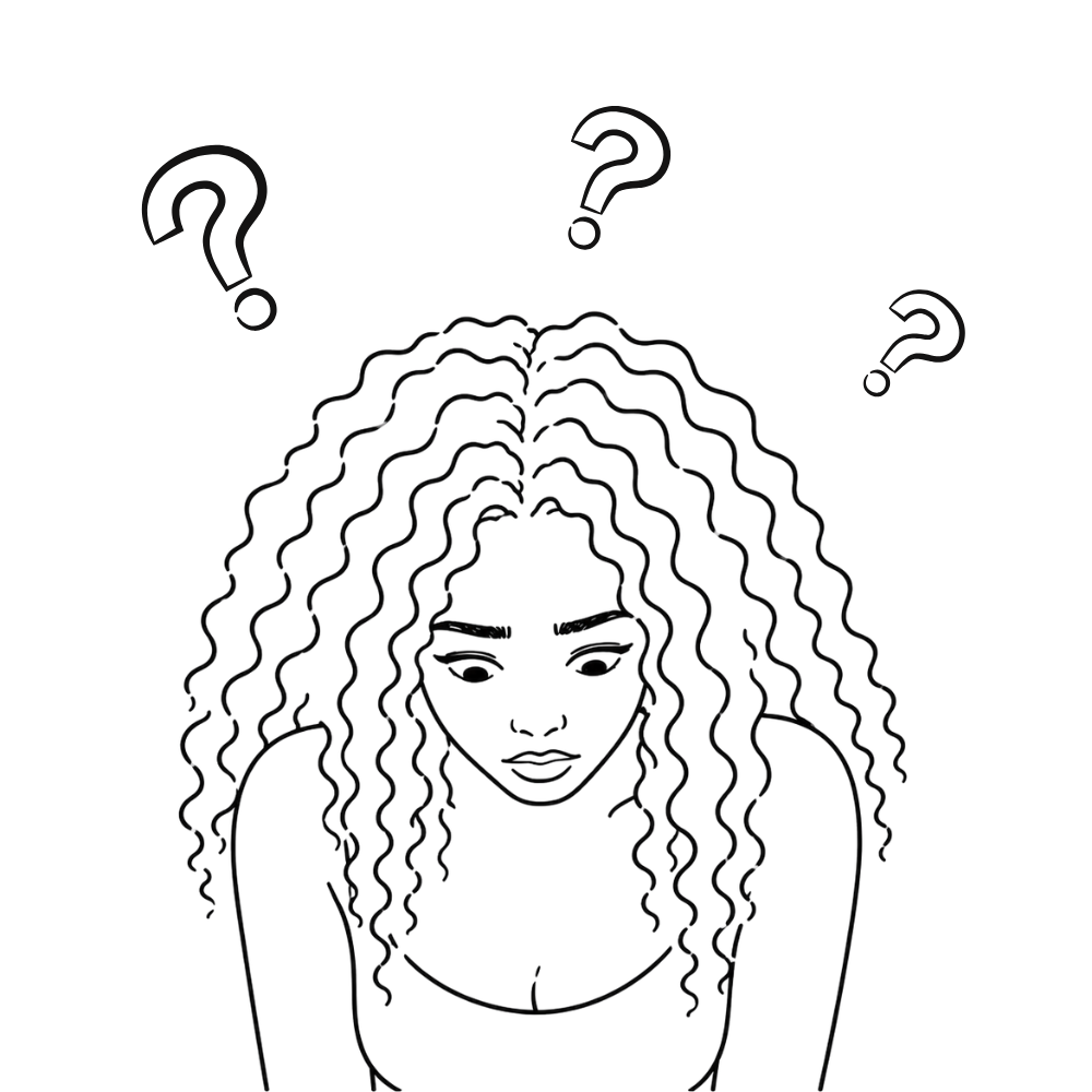 Curly-haired woman confused about identifying her curl type and building the right curly hair routine.
