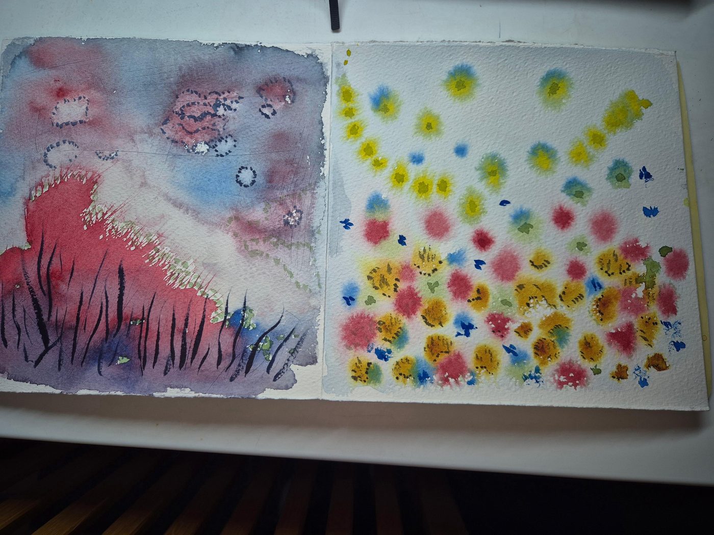 Loose colour exercises in a sketchbook