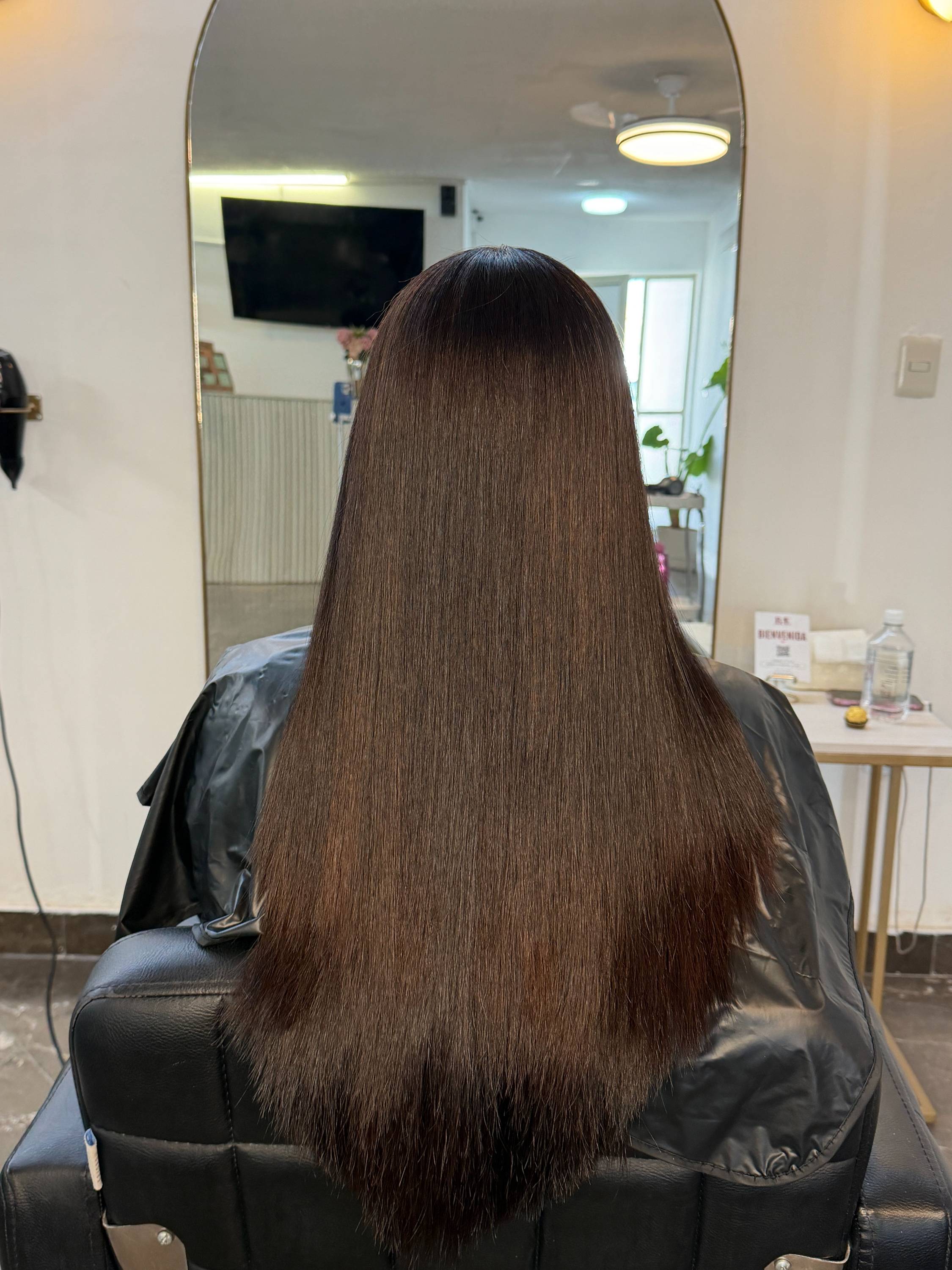 Cabello lacio visto de espaldas en un salón