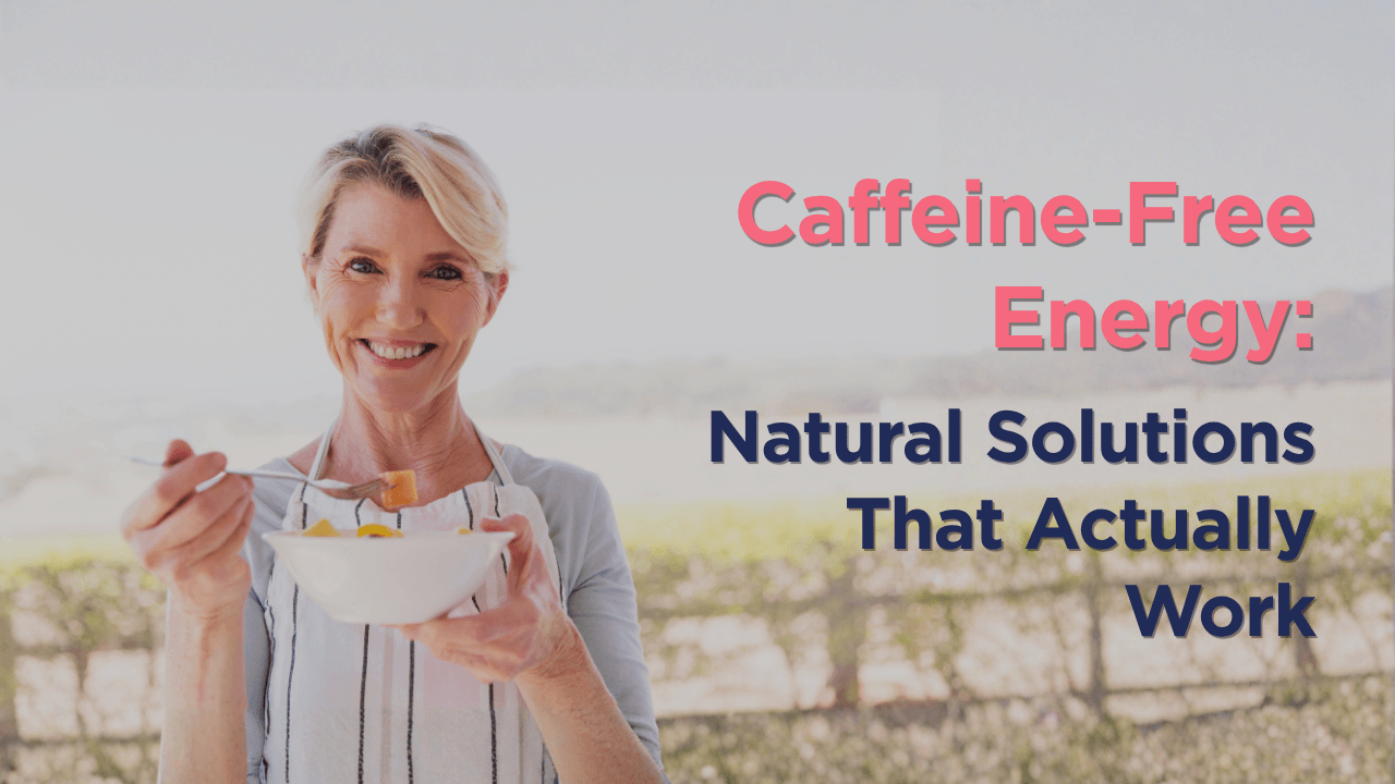 woman enjoying a healthy meal as part of her caffeine-free energy lifestyle