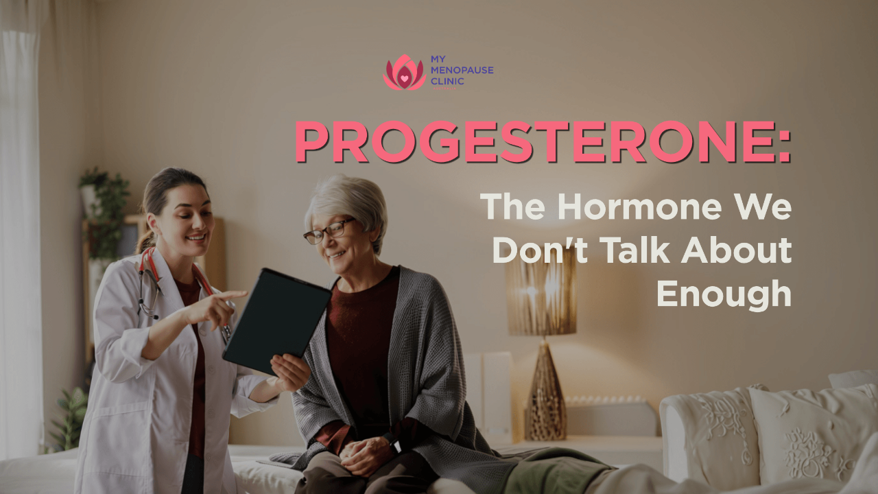 Woman discussing progesterone and HRT with a healthcare provider