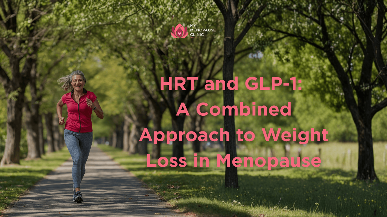 woman jogging outdoors energised after combining HRT and GLP-1 for weight loss in menopause