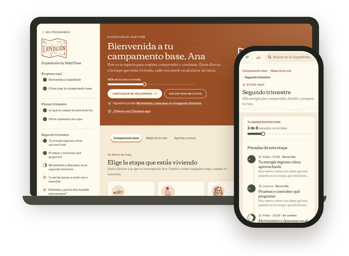 Campamento base de Expedición en computadora y una etapa en el teléfono