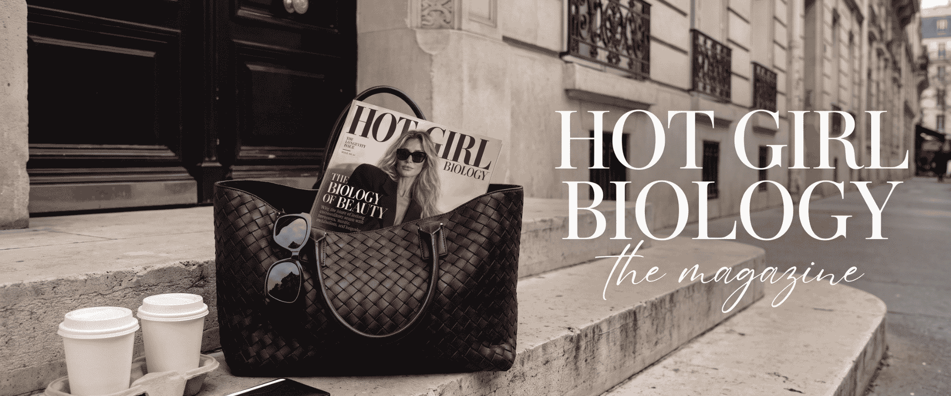Hot Girl Biology, the magazine, tucked into a tote on a Paris street