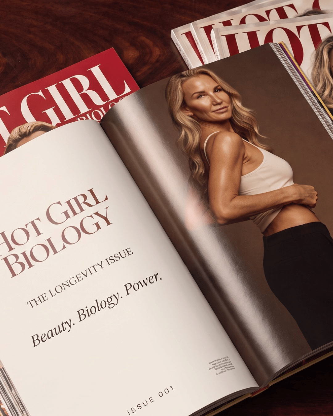 Hot Girl Biology Issue 001, open on a table