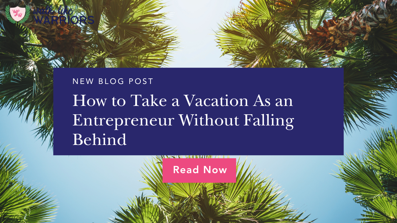Female entrepreneur planning ahead and batching content before vacation to avoid business overwhelm
