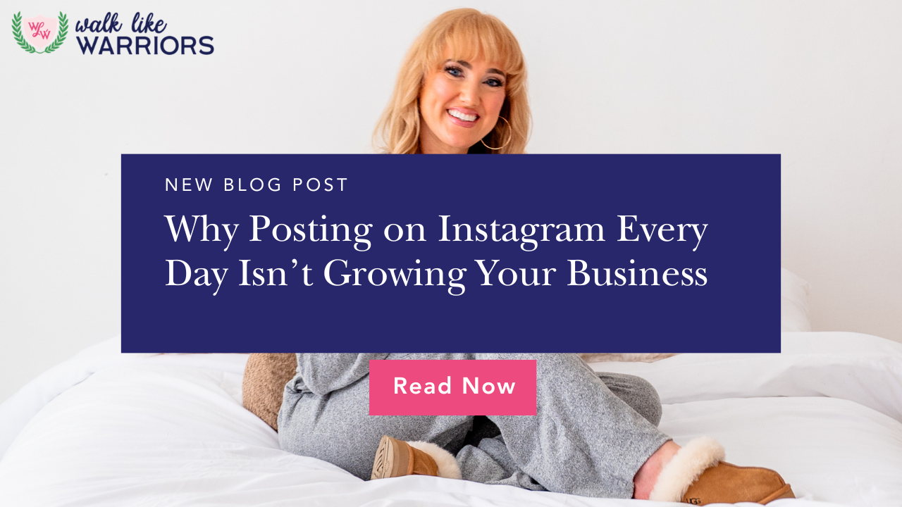Female entrepreneur overwhelmed by daily Instagram posting while trying to grow her business