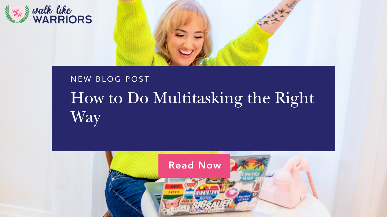 Female entrepreneur multitasking by listening to a podcast while completing daily tasks
