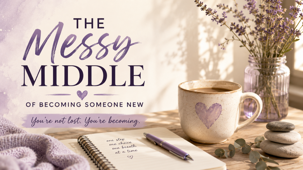 The Messy Middle of Becoming Someone New with stepping stones symbolizing growth and change