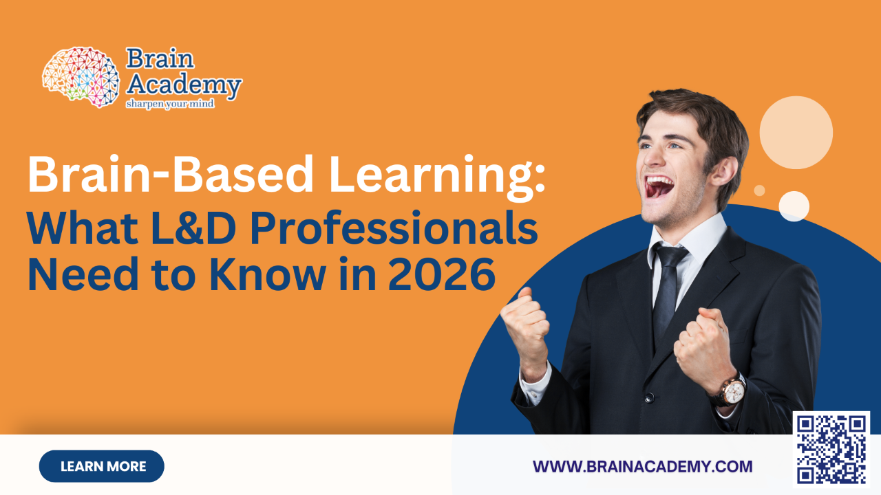 Brain-Based Learning text with a happy professional in suit